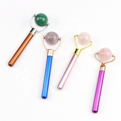 Best High Quality Therapy Stone Mini Eye Care Rose Quartz Nephrite Anti Aging Facial Natural Jade Roll Ball Eye Roller