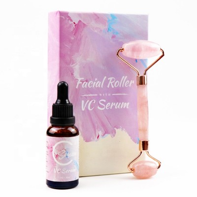 Best Mini  Stone Nephrite Natural  Quartz Pink  Anti Aging Massager crystal Rose Jade Face Roller with Face Serum