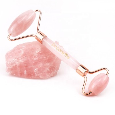 Wholesale Low Price in Stock logo Therapy Stone Anti Aging Facial Natural Pink Rose Quartz Roller with logo